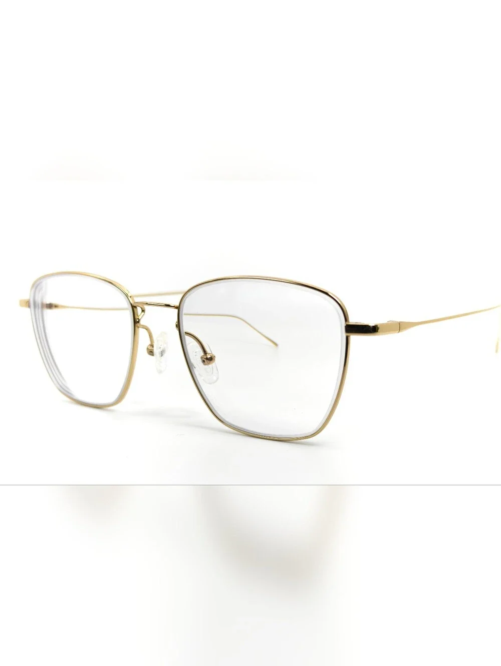Future. Titianium. Gold Metal Square Eyeglasses.